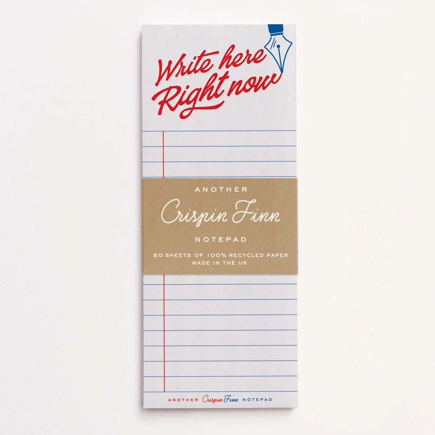 Write Here Right Now List Typographic Notepad IN PACKAGING