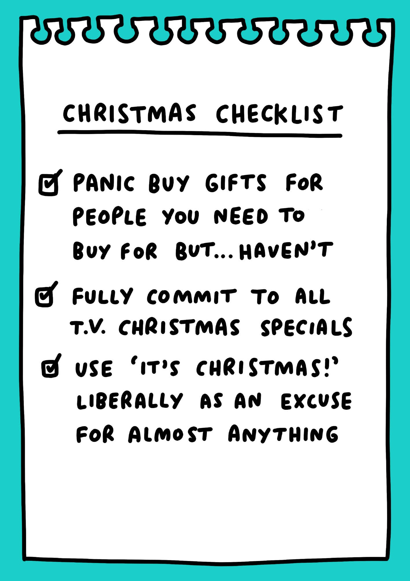Christmas Checklist Funny Card by penny black
