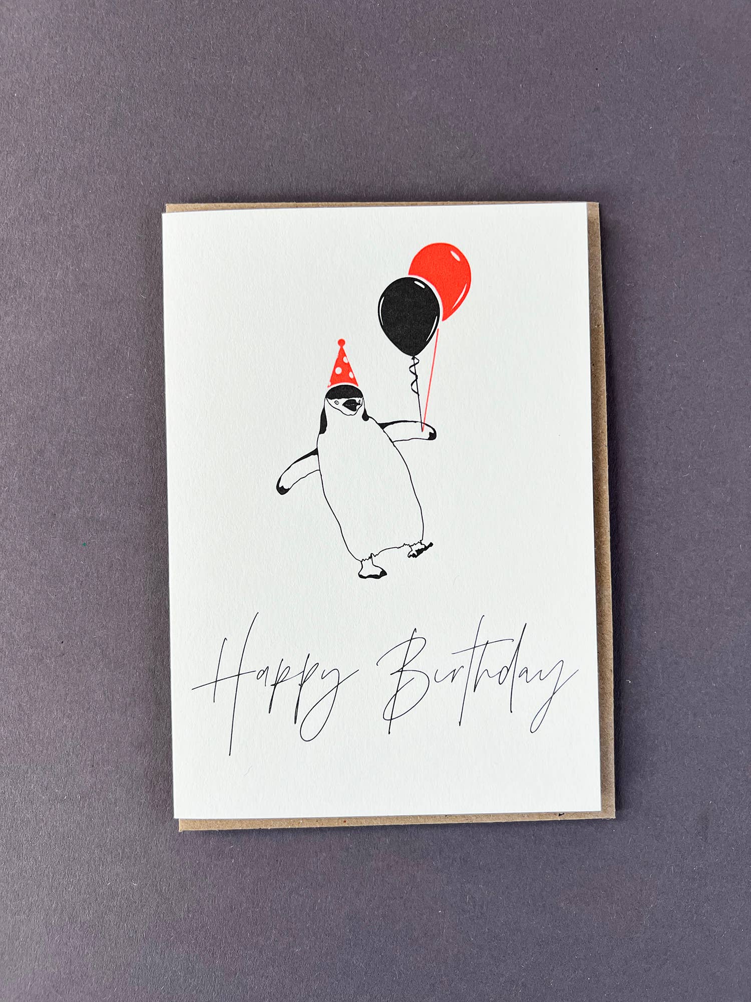 Party Penguin Letterpress Birthday Card by penguin ink at penny black
