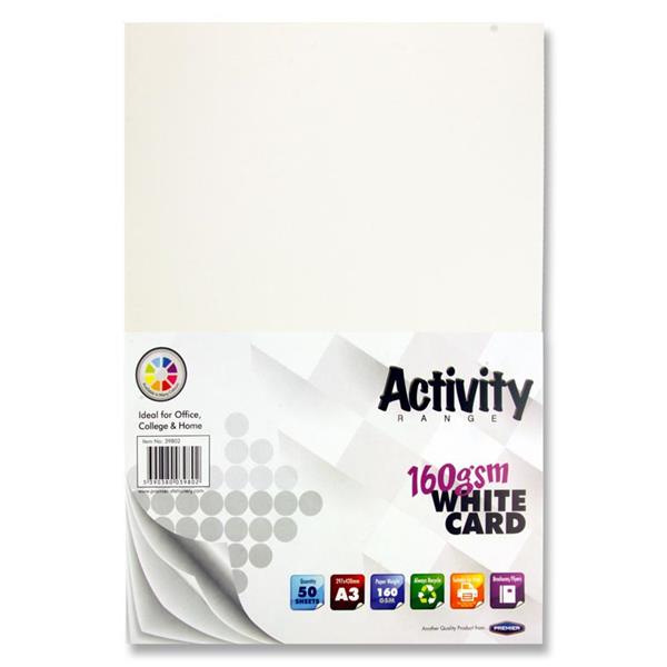 A3 Card 50 Sheets - White by penny black