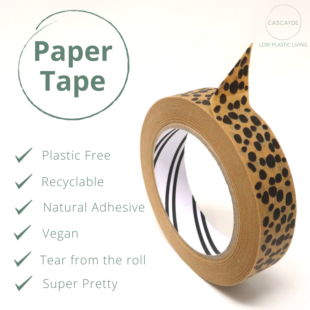 Animal Print Eco Friendly Paper Packaging Tape 24mm x 50m by penny black showing USPs
