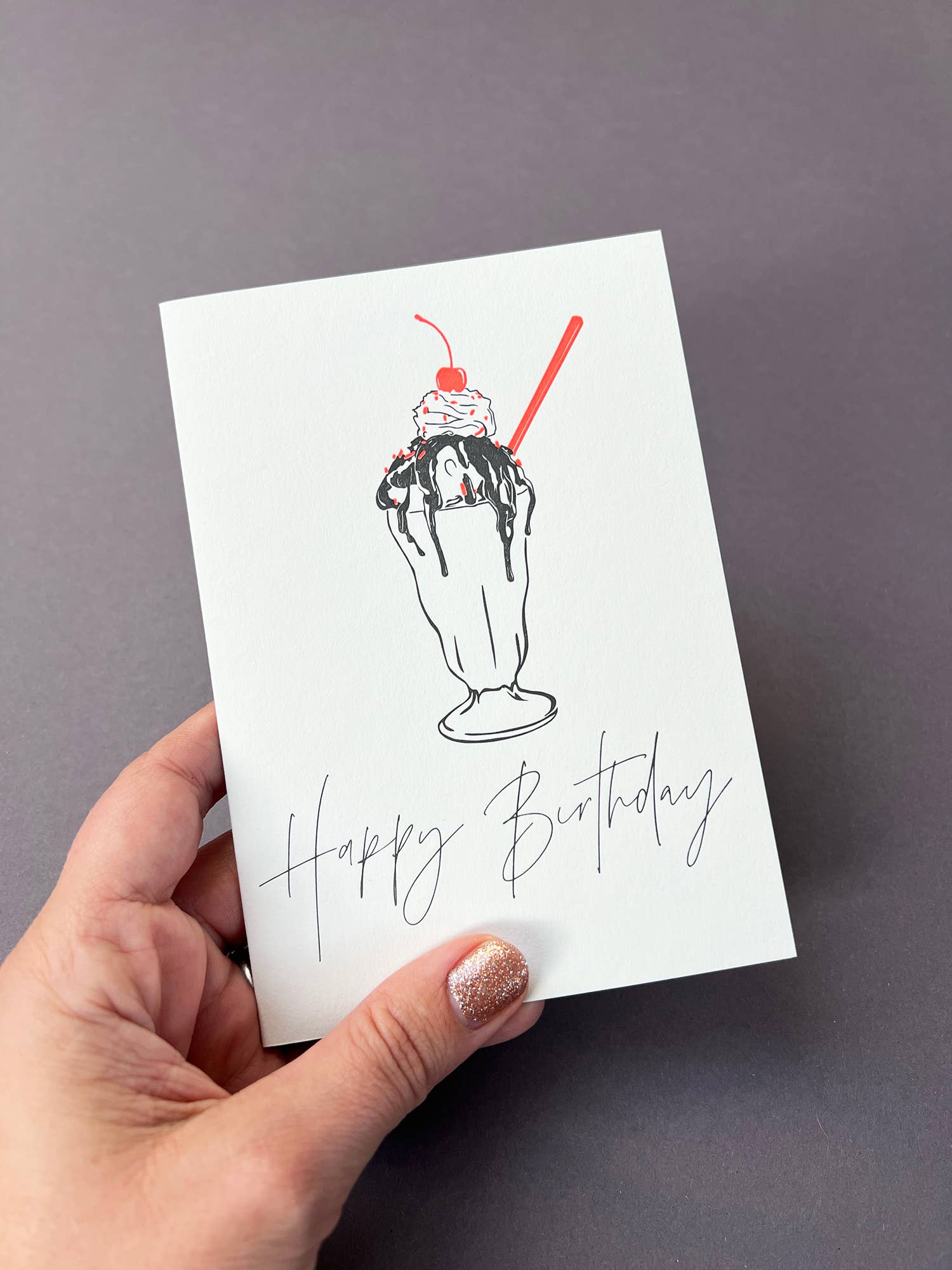 Ice Cream Sundae Letterpress Birthday Card by penny black