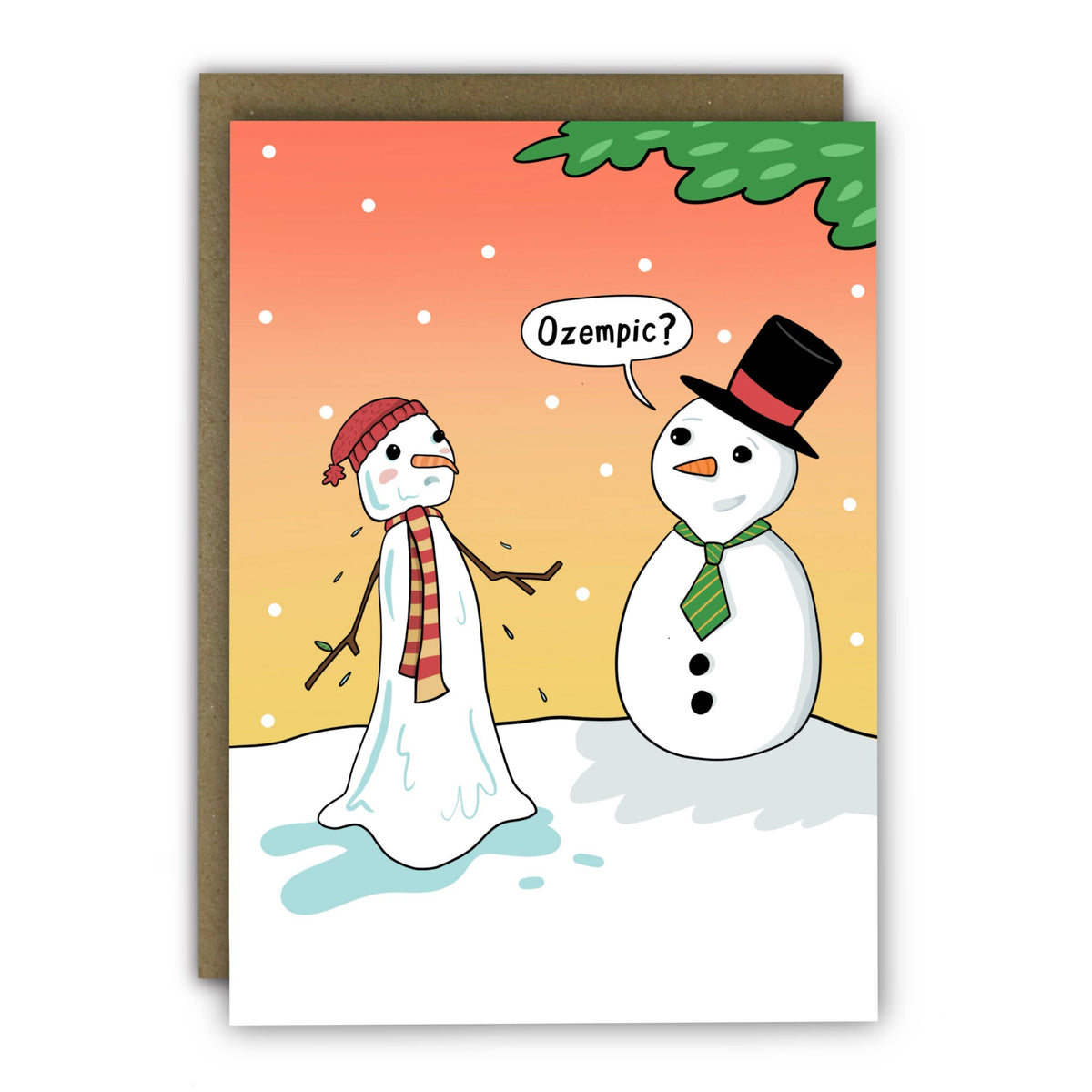 Ozempic Snowman Funny Christmas Card by penny black