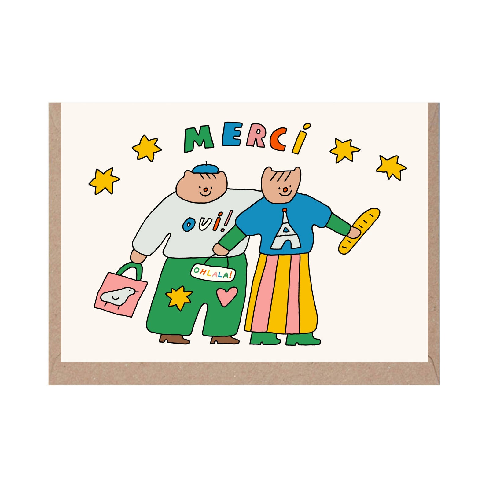 Merci Cute French Friends Thank You Card by penny black
