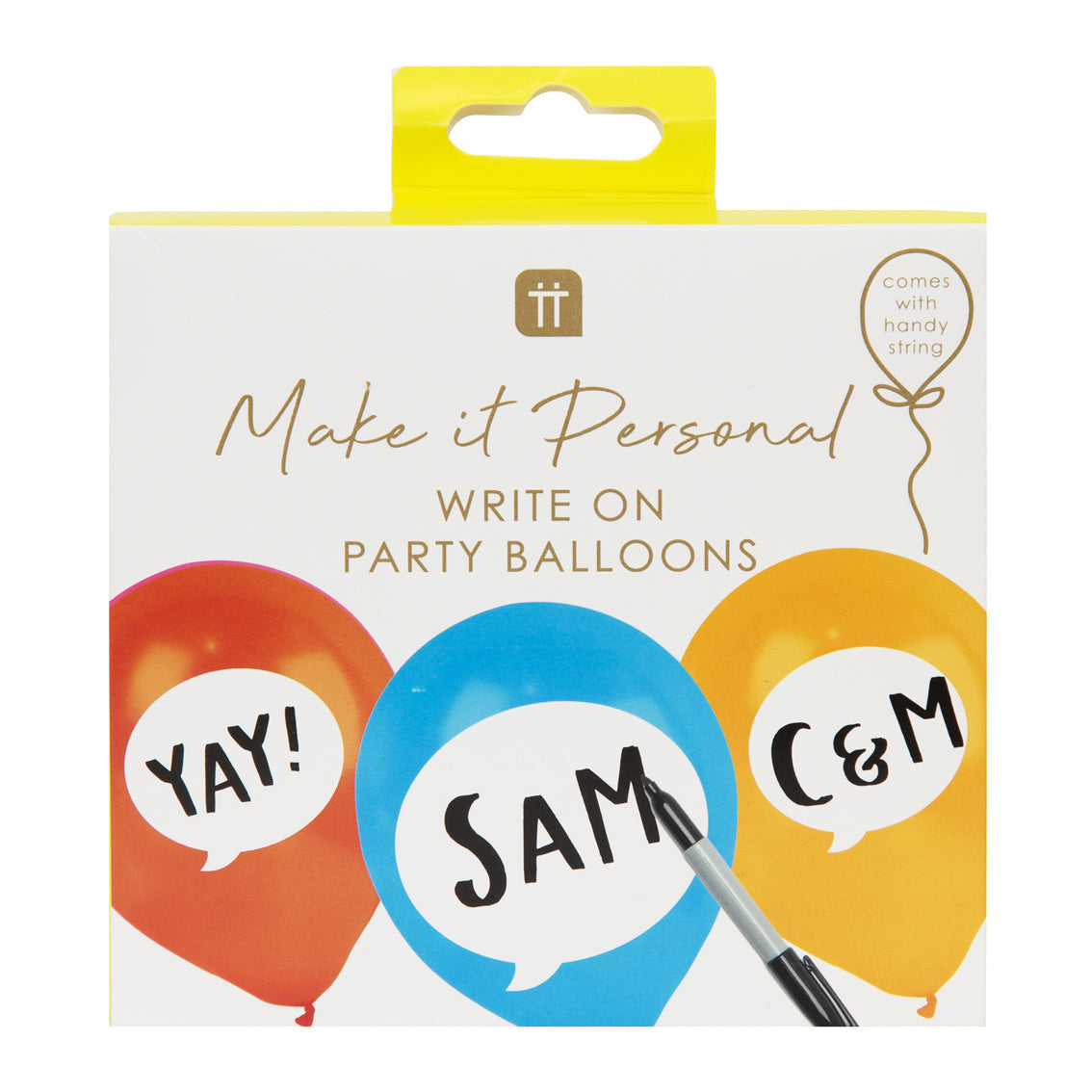 Write On Customisable Party Balloons Set 12pk in packaging