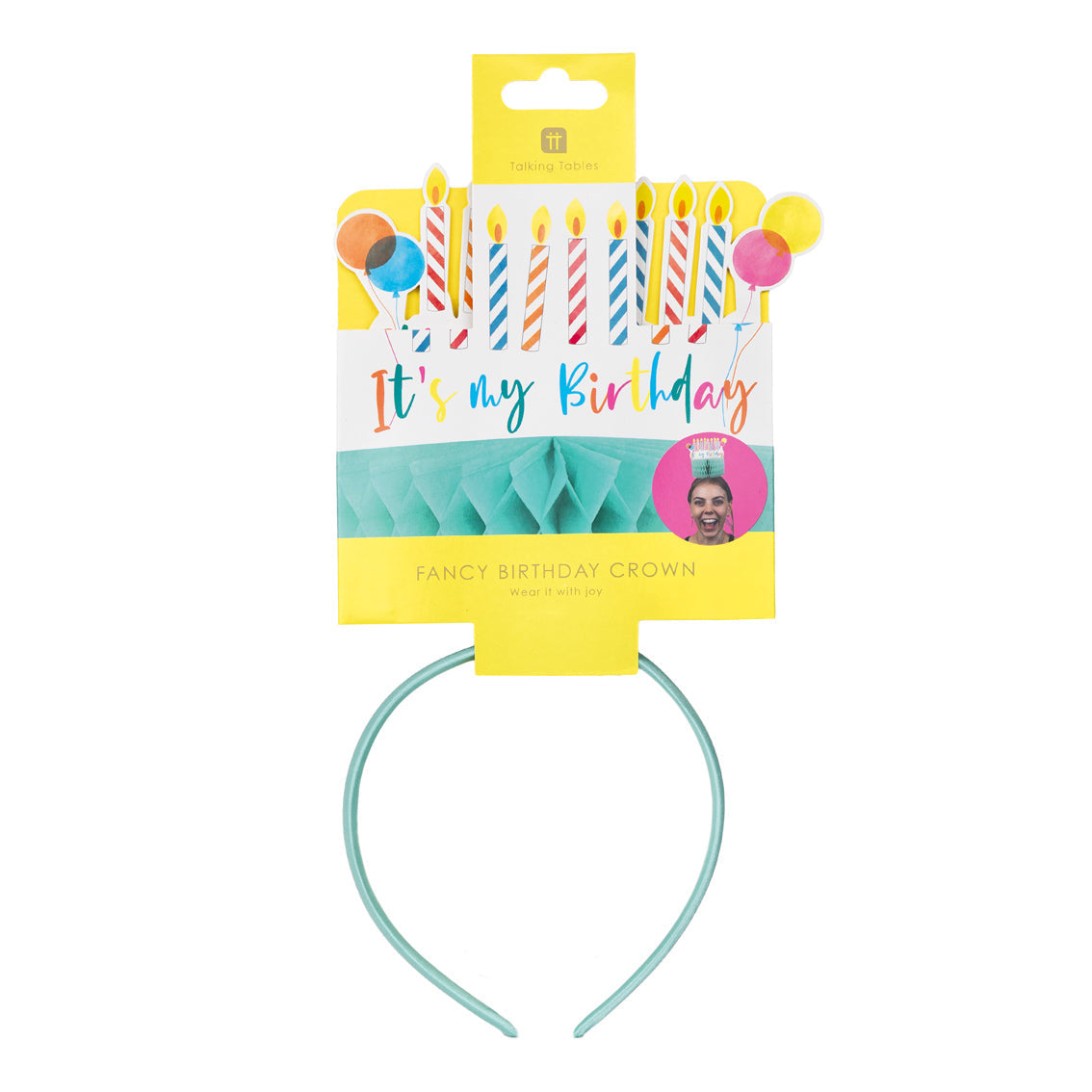 'It's My Birthday' Cake Headband Crown in packaging