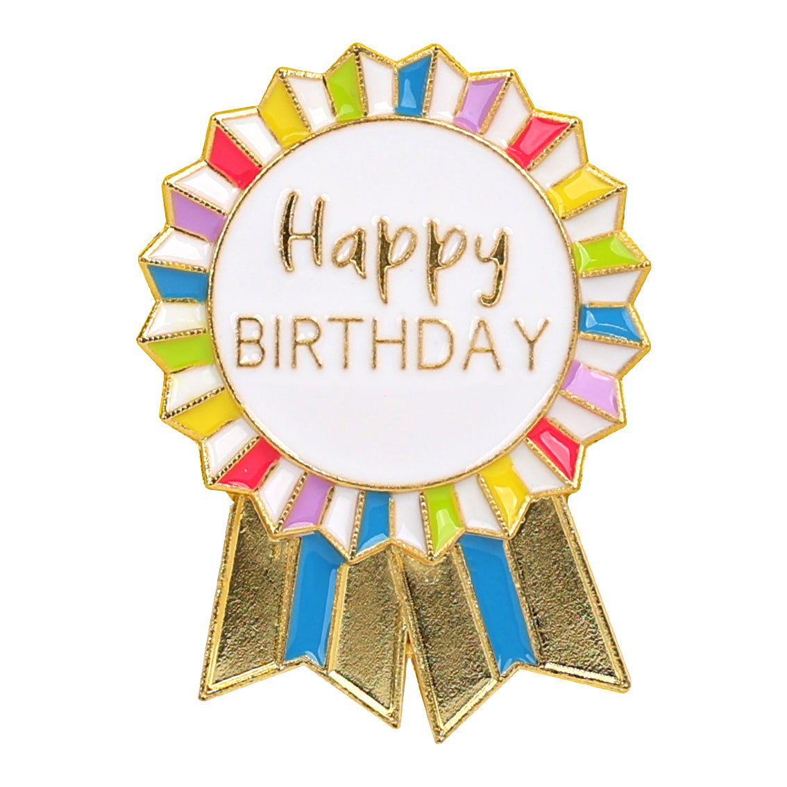 Rainbow Bright Happy Birthday Enamel Badge by penny black