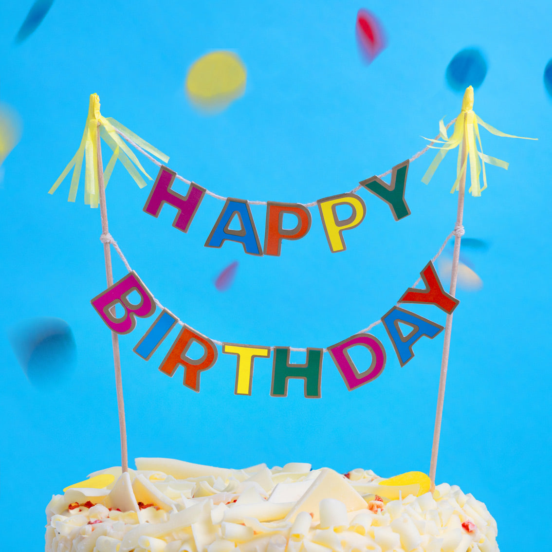 Happy Birthday Bunting Cake Topper on cake by penny black