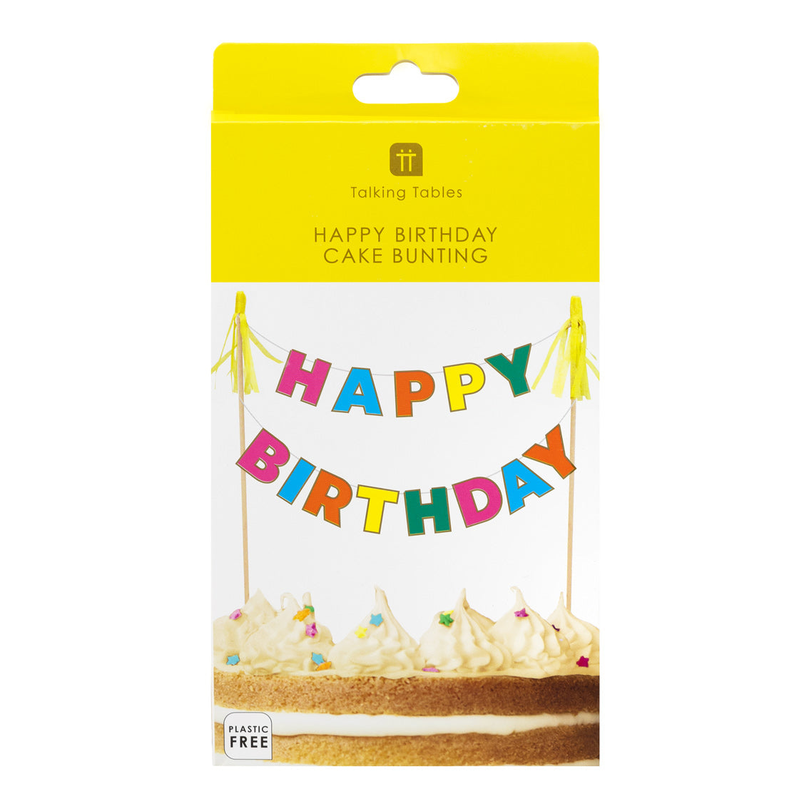 Happy Birthday Bunting Cake Topper in packaging by penny black