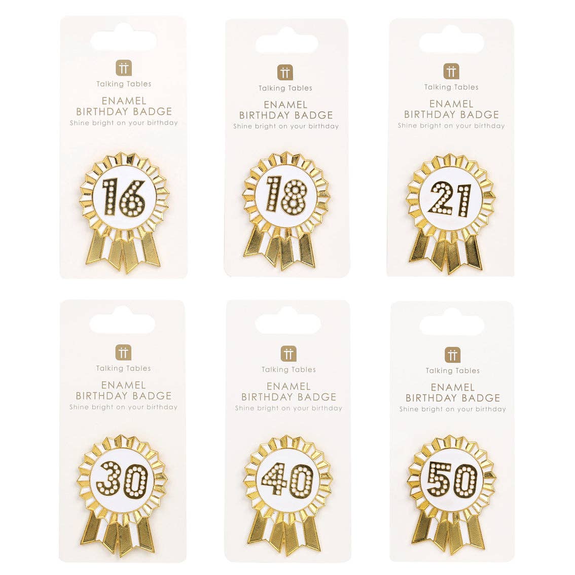 Gold Enamel Milestone Birthday Pin Badge - assorted 6 milestone numbers