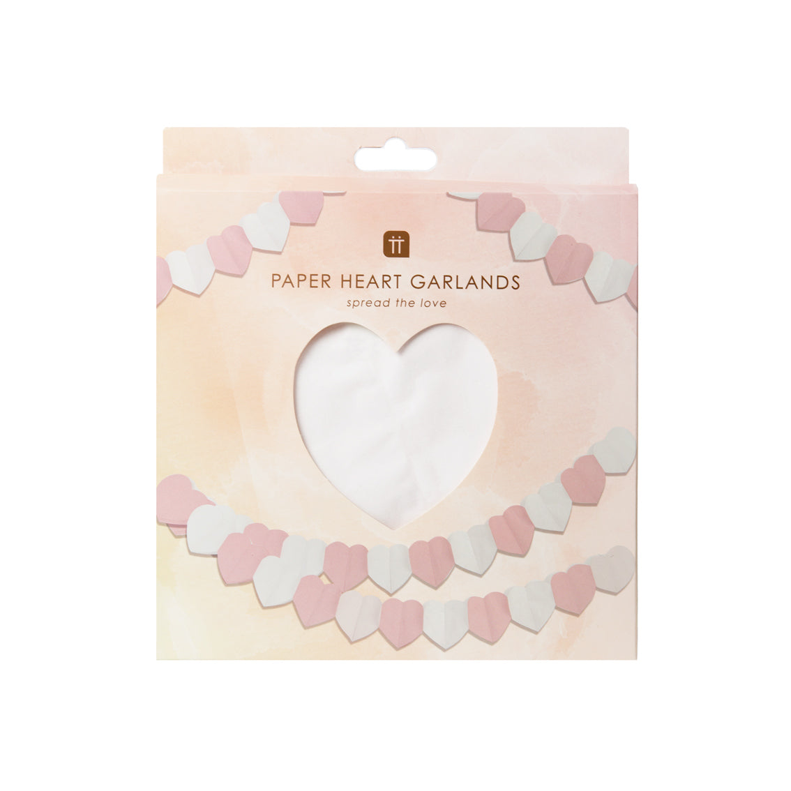 Pink Paper Heart Concertina Garland 3m in packaging