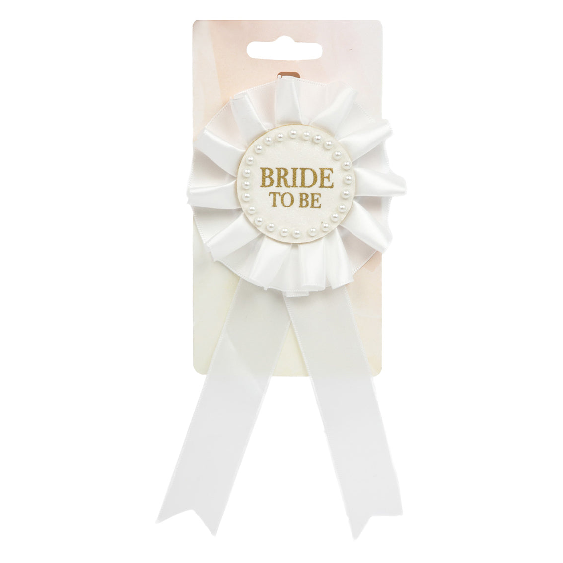 Bride To Be Pearl Rosette in packaging