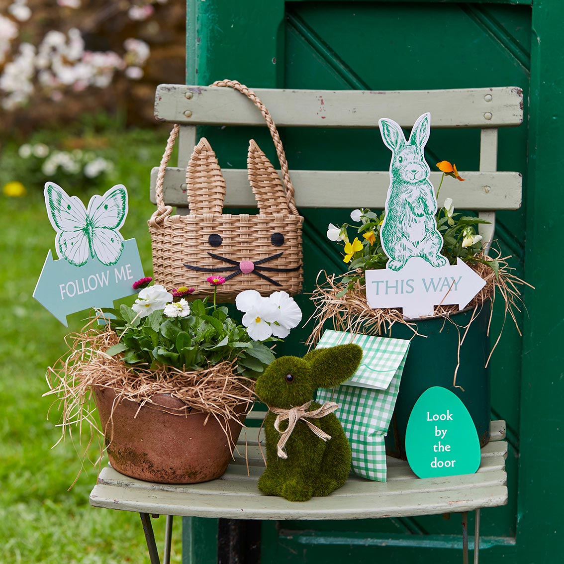 Bunny Shaped Woven Basket for Easter Egg Hunt by penny black