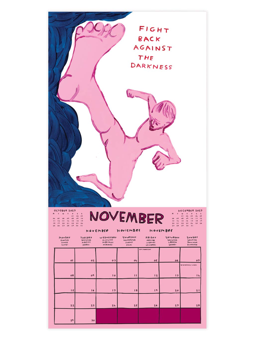 2027 David Shrigley Wall Calendar by penny black - November darkness