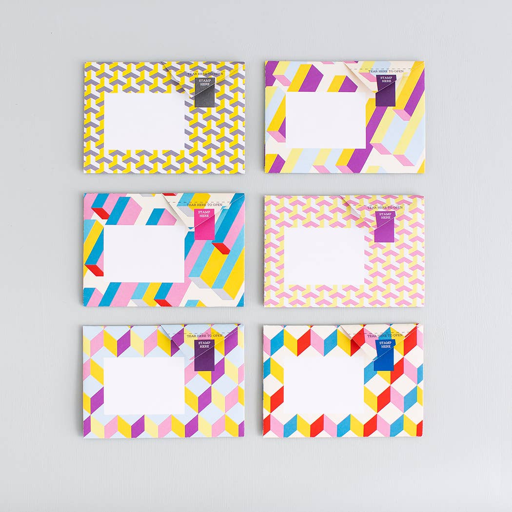 Geometric Pigeon Folding Letter Set by penny black showing all 6 designs