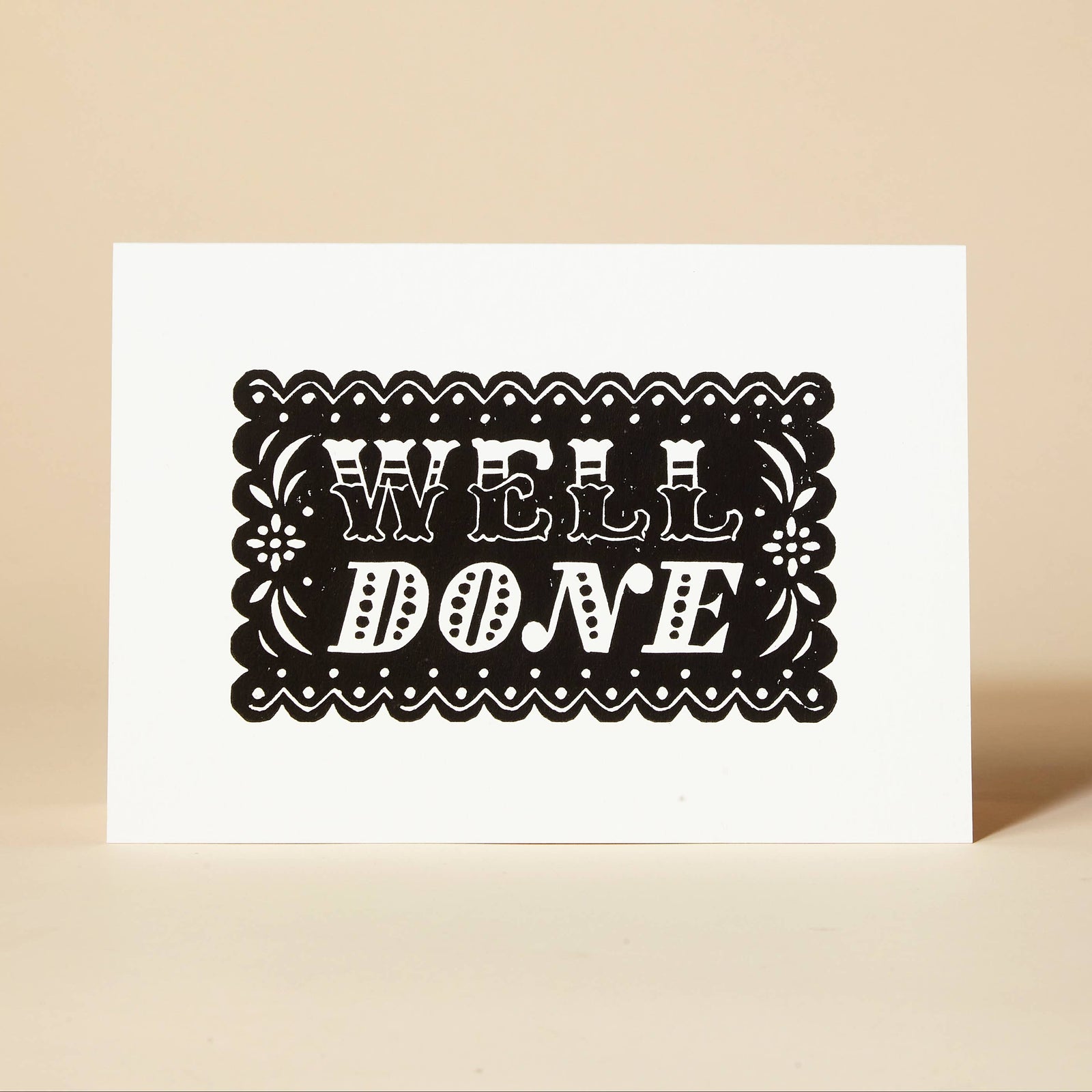Well Done Black Linocut Card by penny black