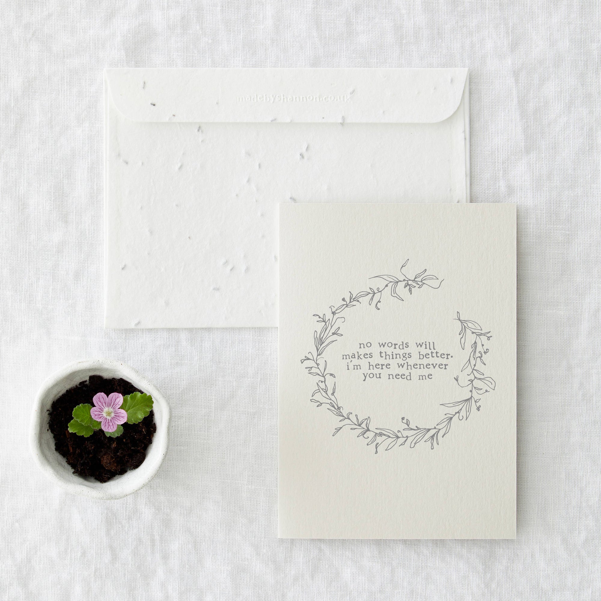 No Words Botanical Wreath Compassionate Card by penny black