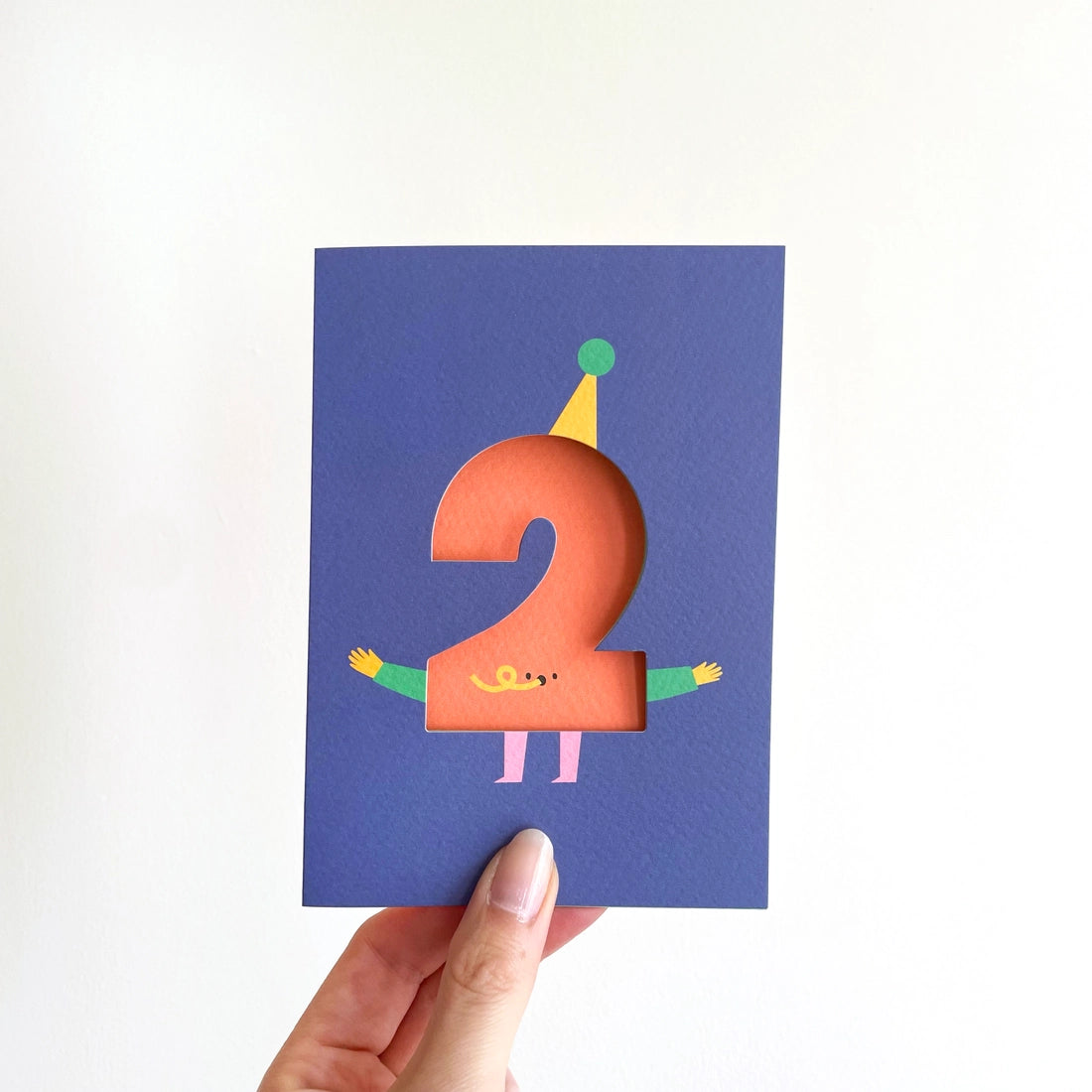 Number Two Cute Cut Out Second Birthday Card