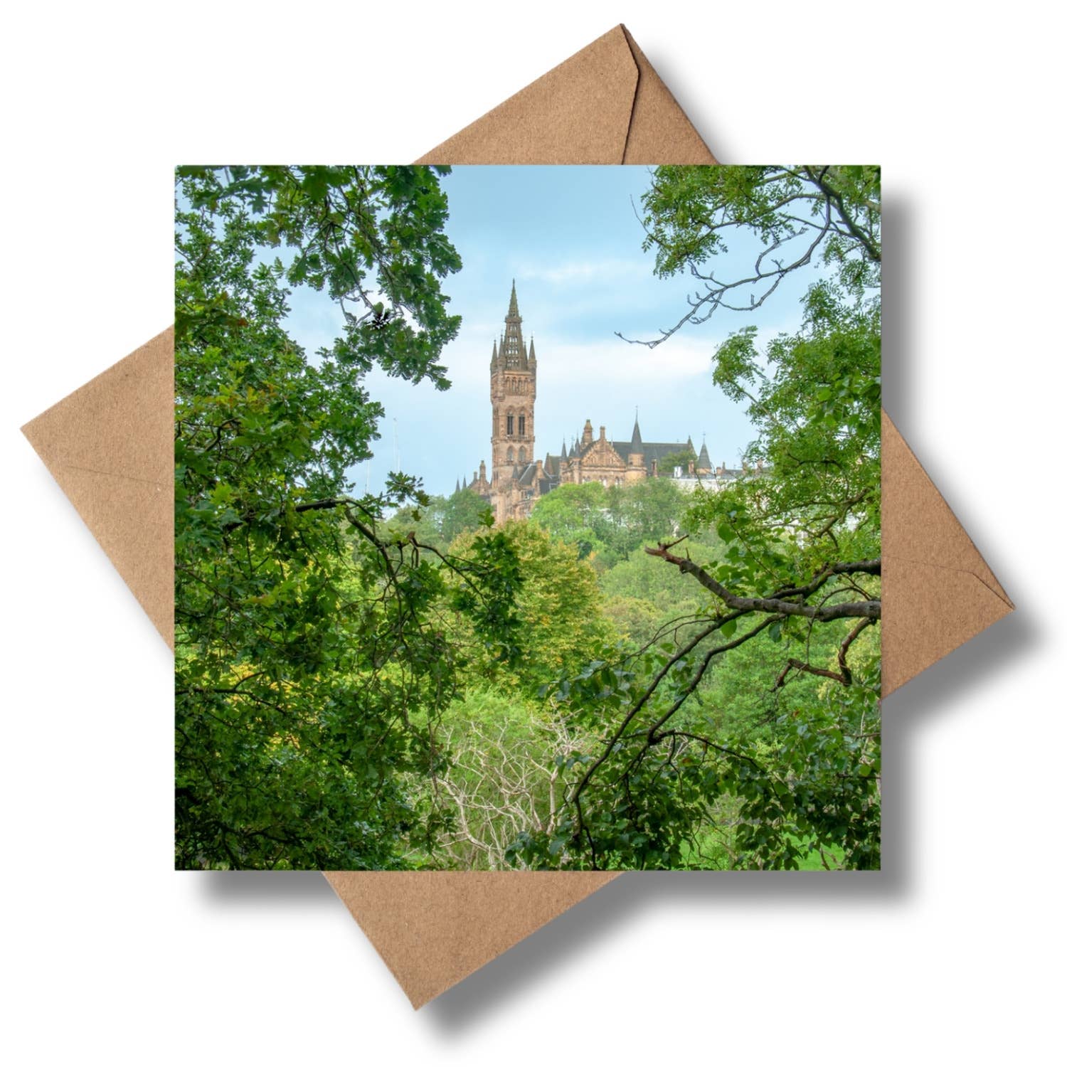 University of Glasgow Through Trees Scottish Photographic Card by penny black