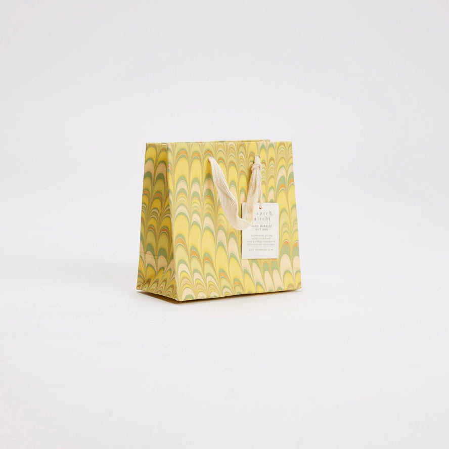 Bouquet Scallops Daffodil Hand Marbled Small Gift Bag By Penny Black