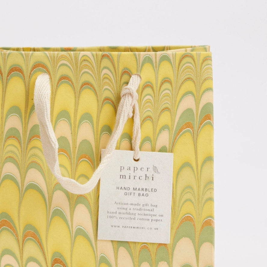 Bouquet Scallops Daffodil Hand Marbled Small Gift Bag By Penny Black