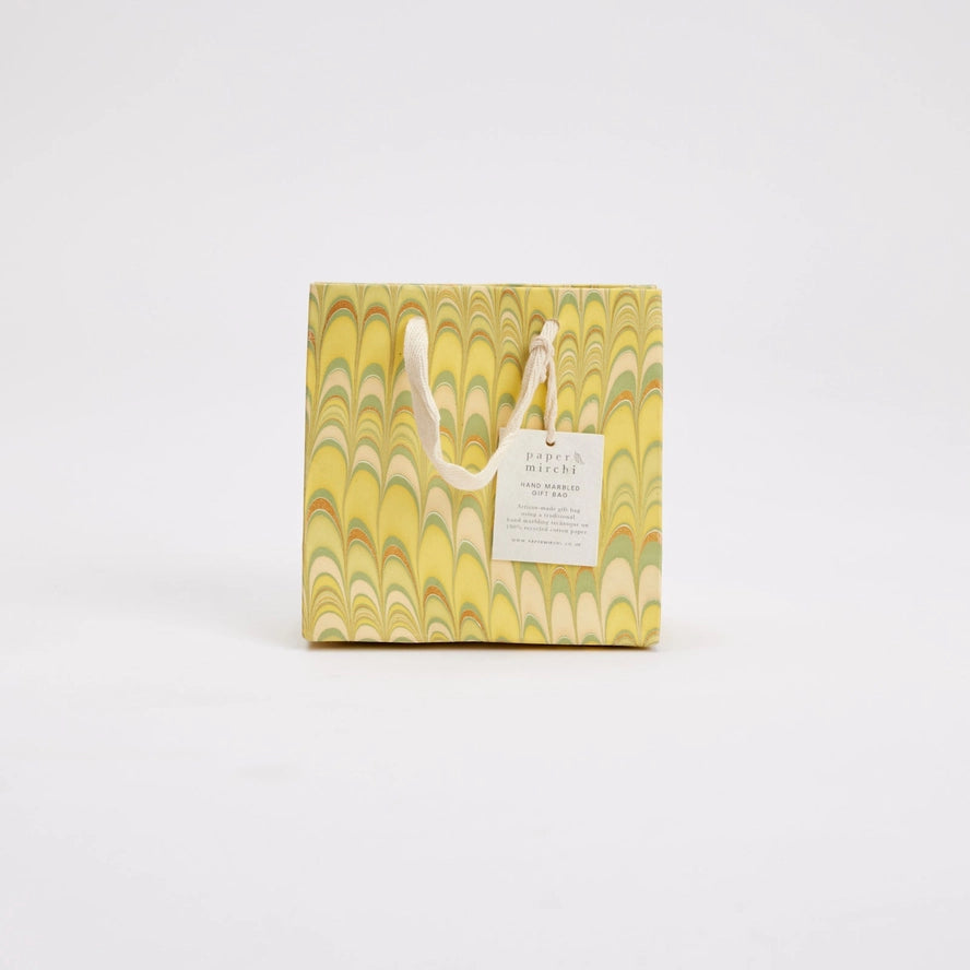 Bouquet Scallops Daffodil Hand Marbled Small Gift Bag By Penny Black