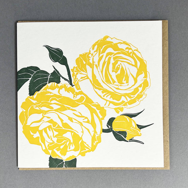 Yellow Rose Letterpress Card - Penny Black