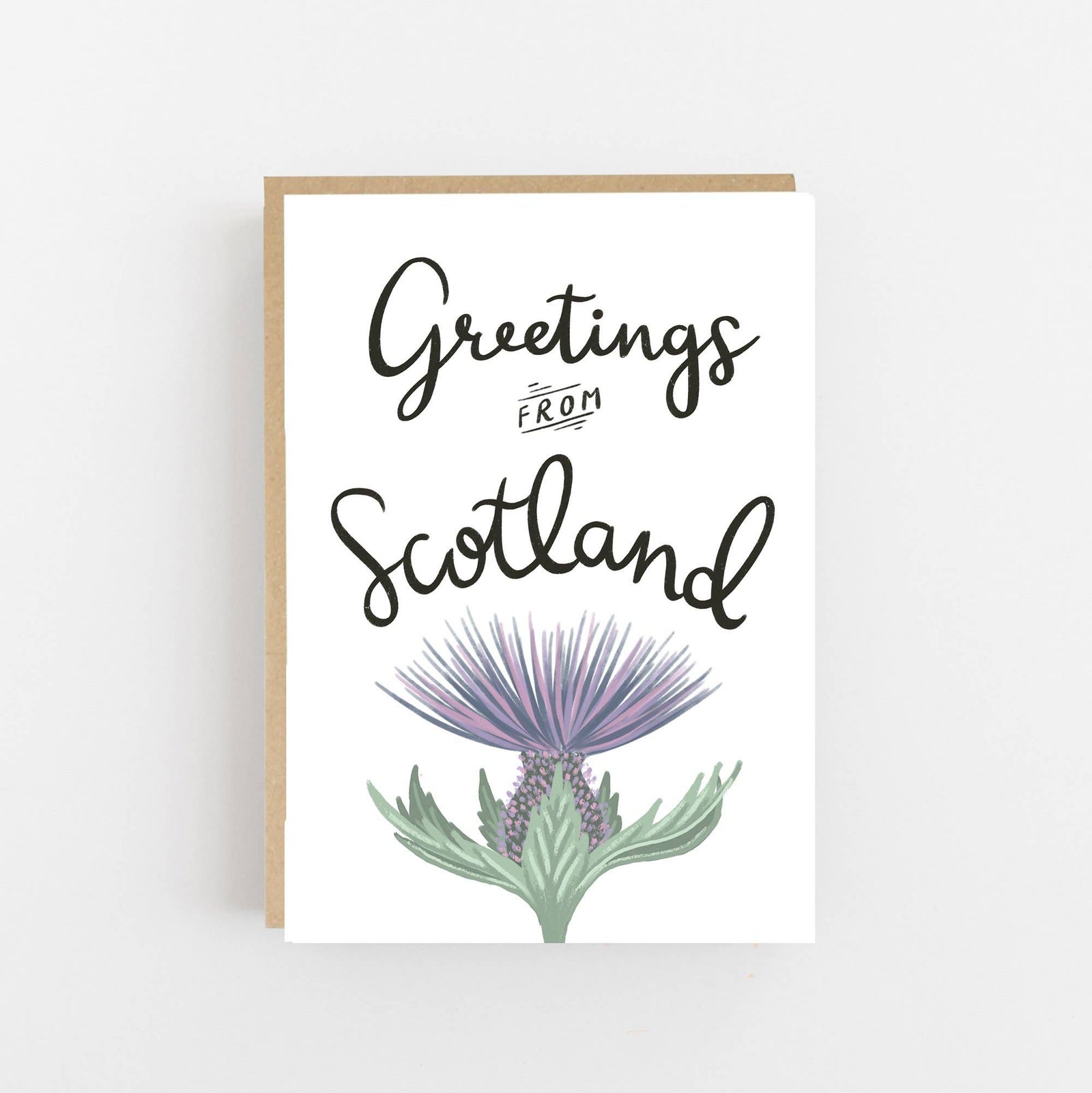 Greetings From Scotland Script Thistle Card by lomond paper co at penny black