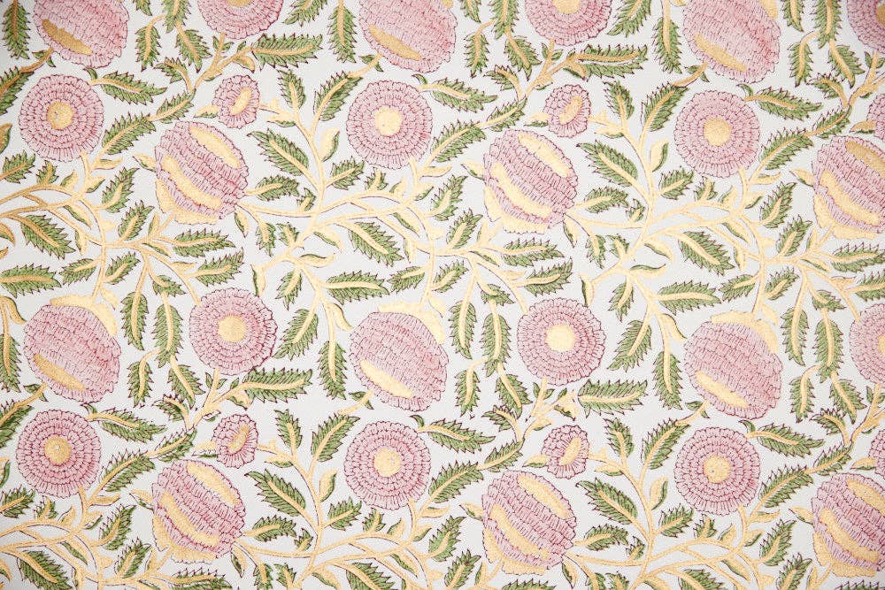 Marigold Glitz Blush Block Printed Wrapping Paper Sheet by penny black shown laid flat
