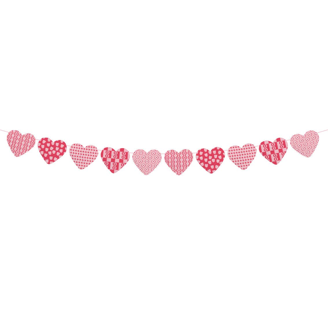 Cotton Paper Heart Valentine's Day Garland - 2m shown hanging at penny black