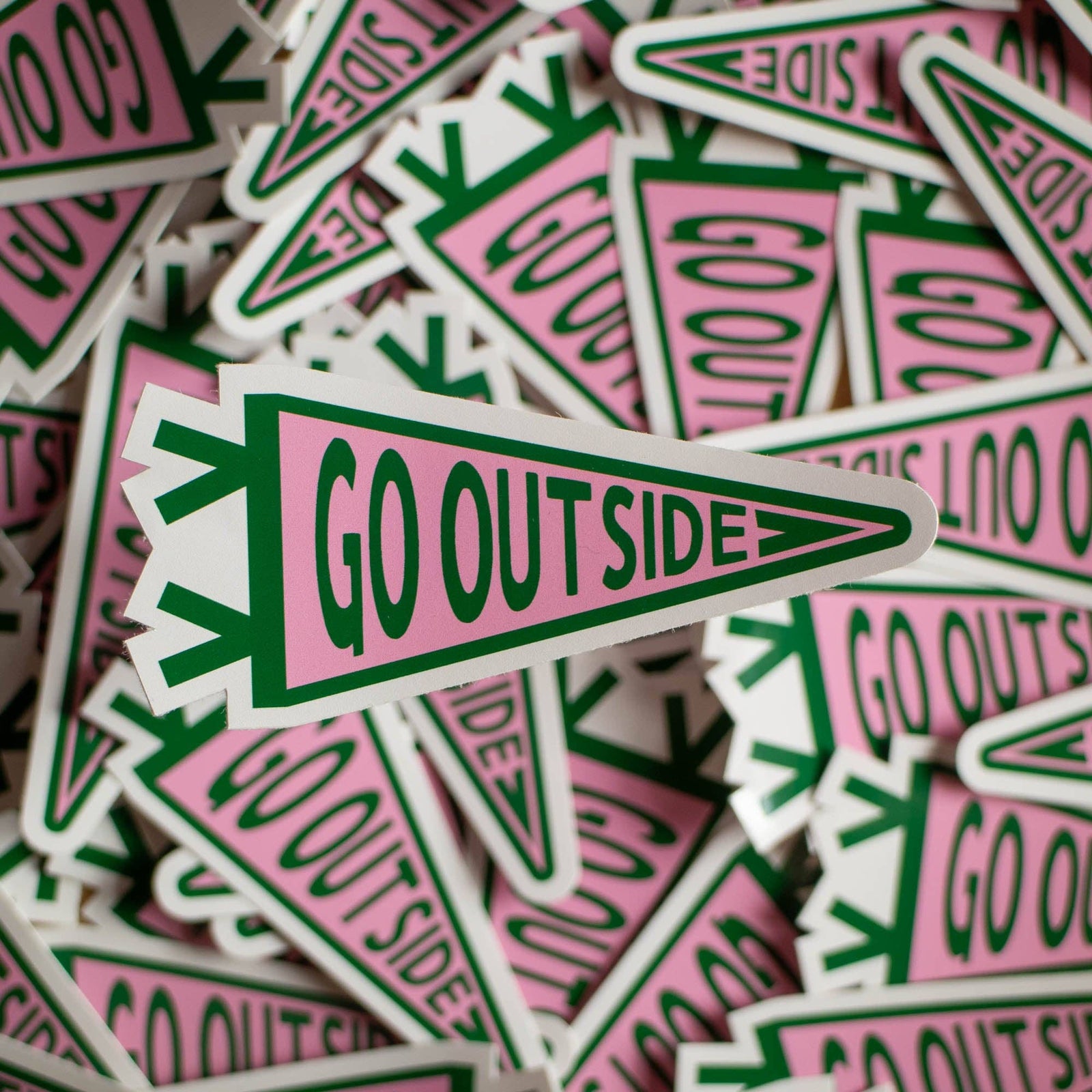 Go Outside Pennant Flag Vinyl Sticker by finest imaginary at penny black