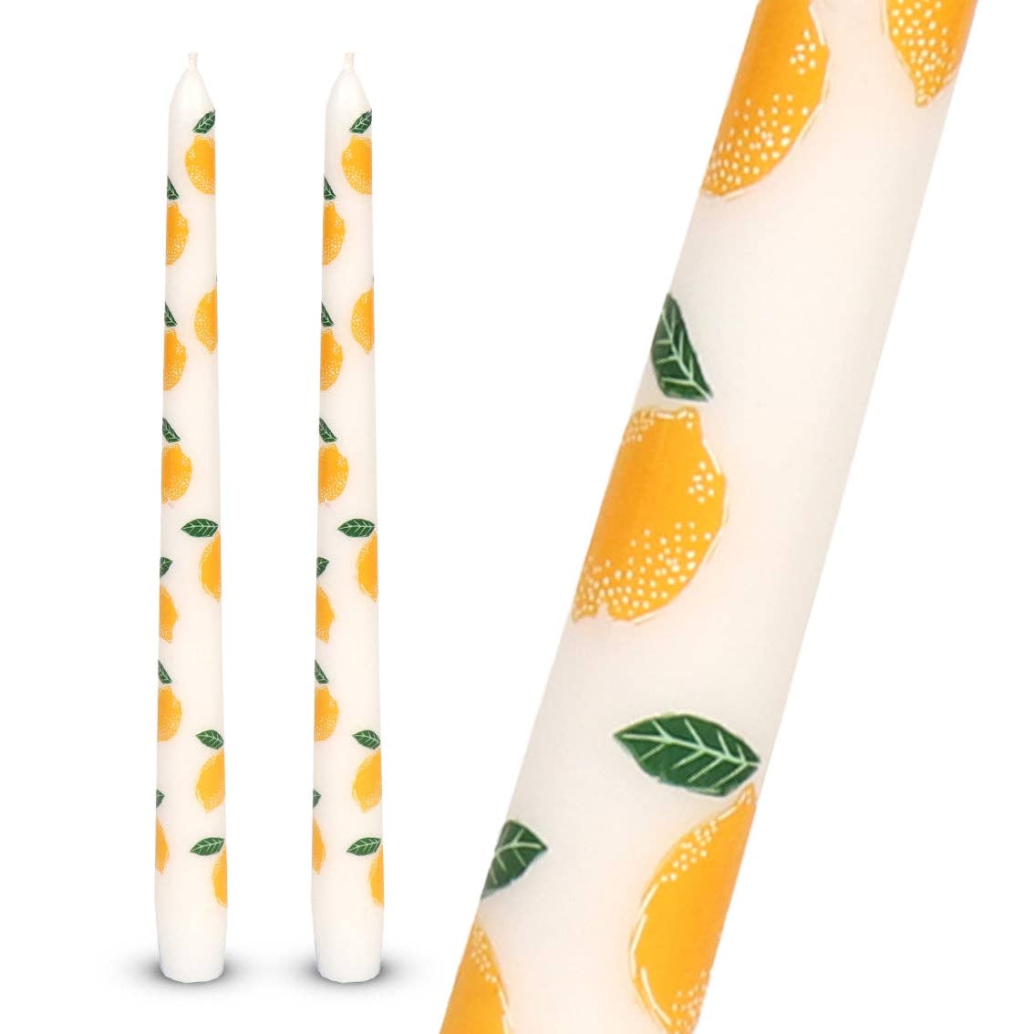 Lemons Dinner Candles 2 Pk by penny black showing close up
