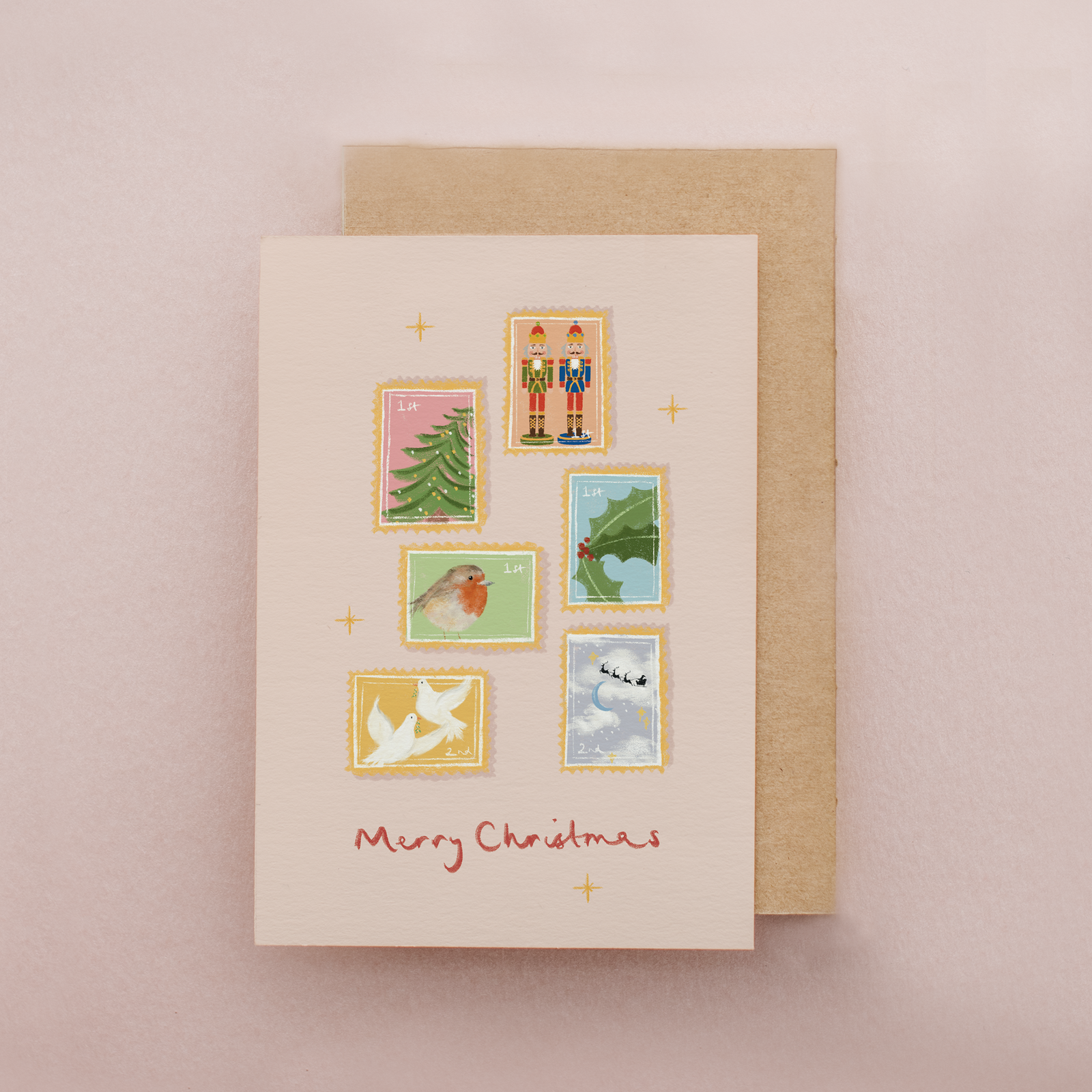 Festive Postage Stamps Christmas Card by lib's cards at penny black