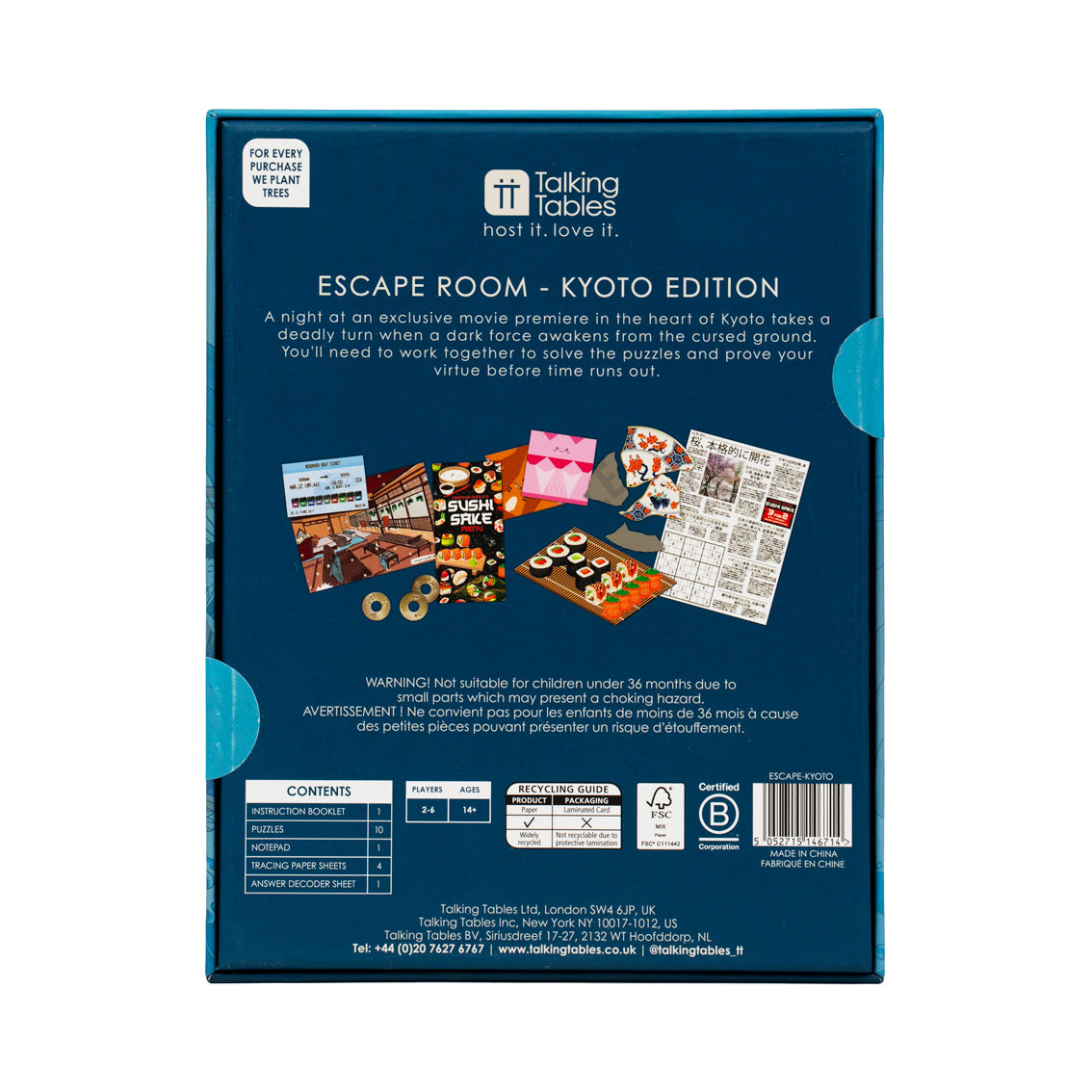 Escape Room Game - Kyoto Edition back of packaging by penny black