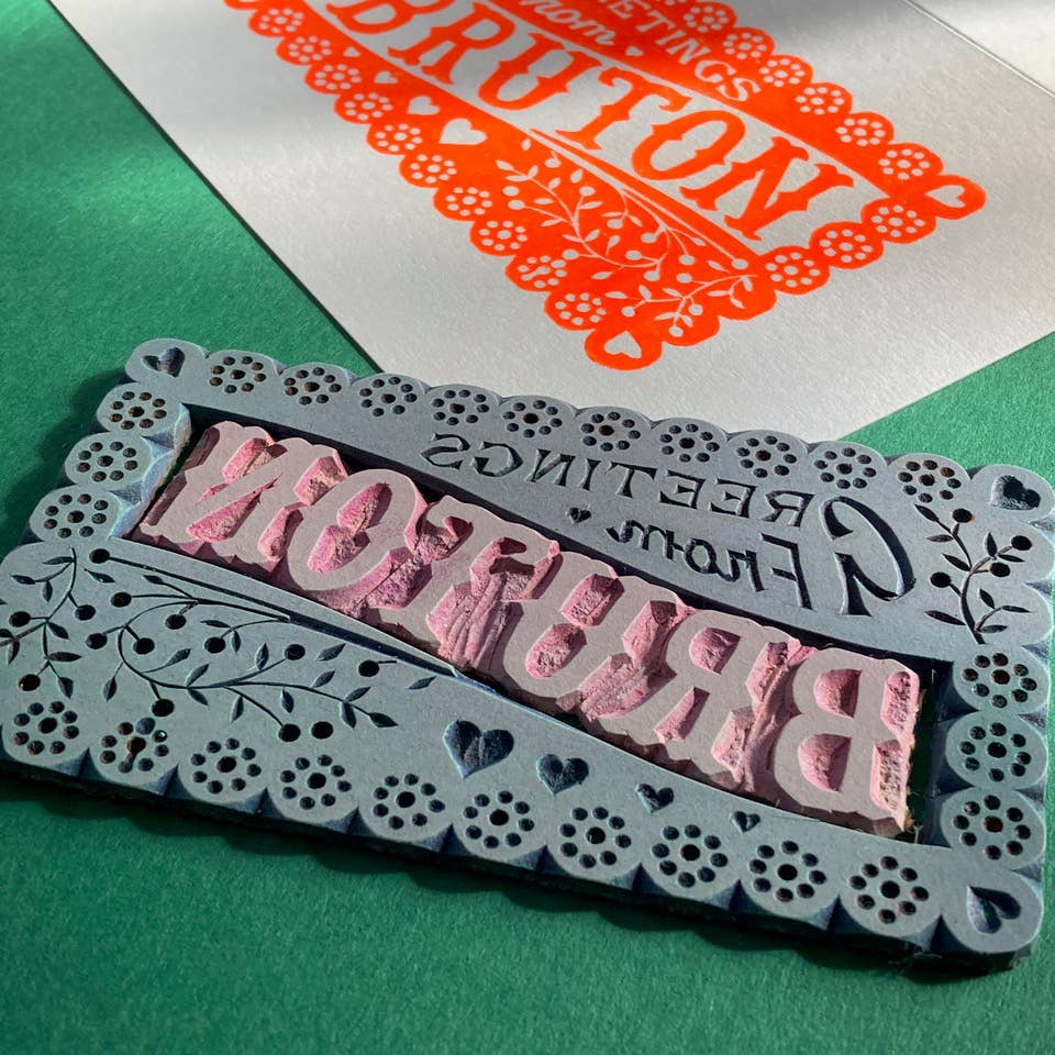 Greetings From Glasgow Linocut Card