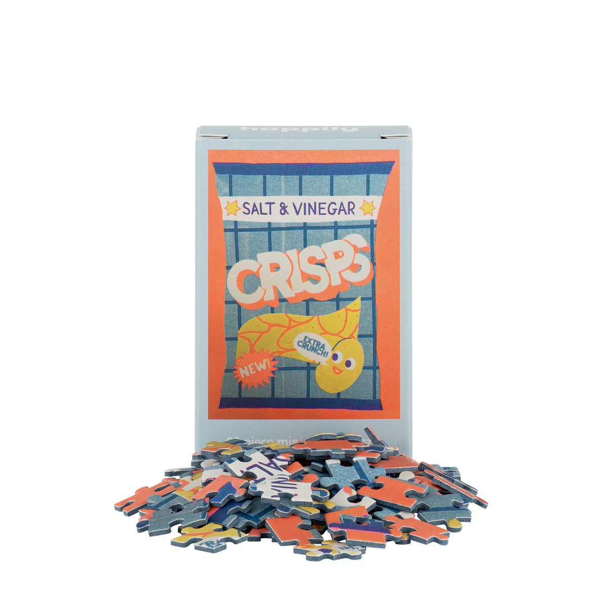 Salt and Vinegar Crisps - 99 Piece Mini Jigsaw Puzzle showing outer packaging and puzzle pieces, by penny black
