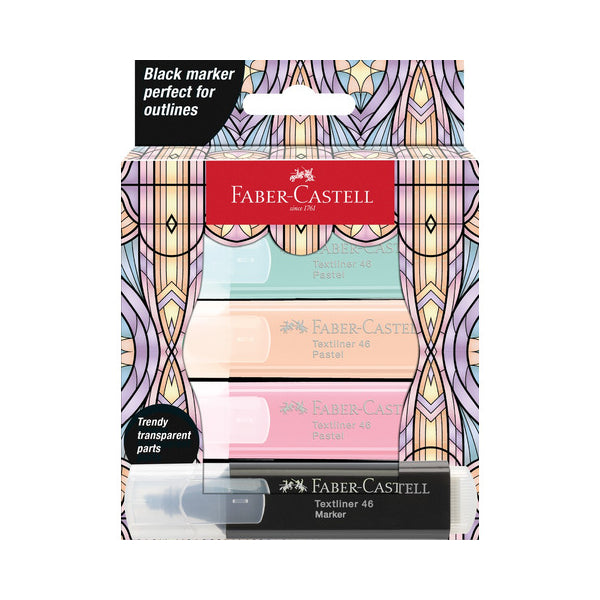 Faber-Castell Highlighter Textliner 46 Glassy Pastel 4 Pack By Penny Black