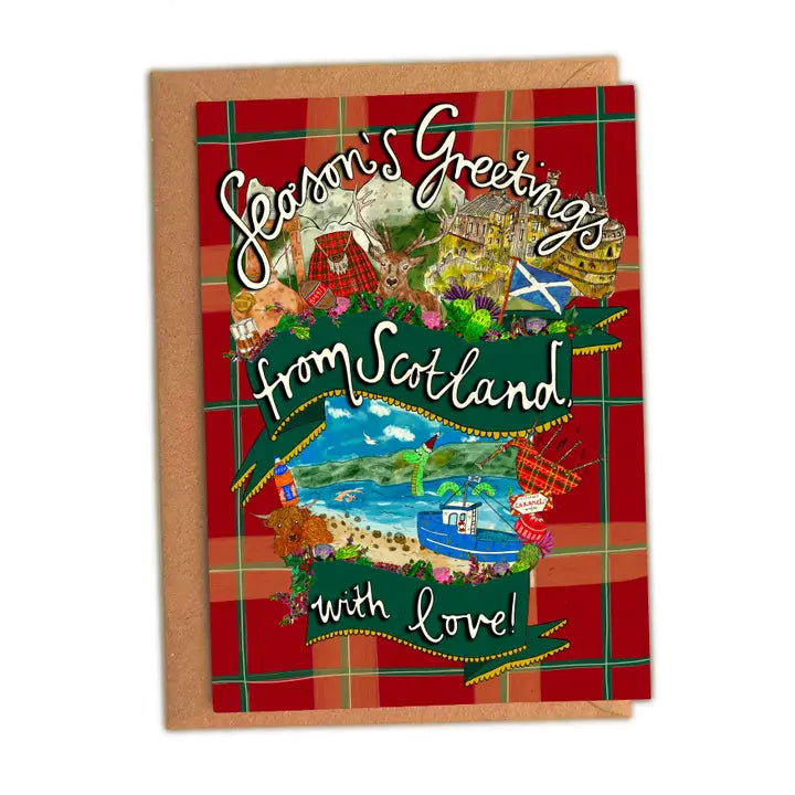 Seasons Greetings From Scotland Scottish Christmas Card by penny black