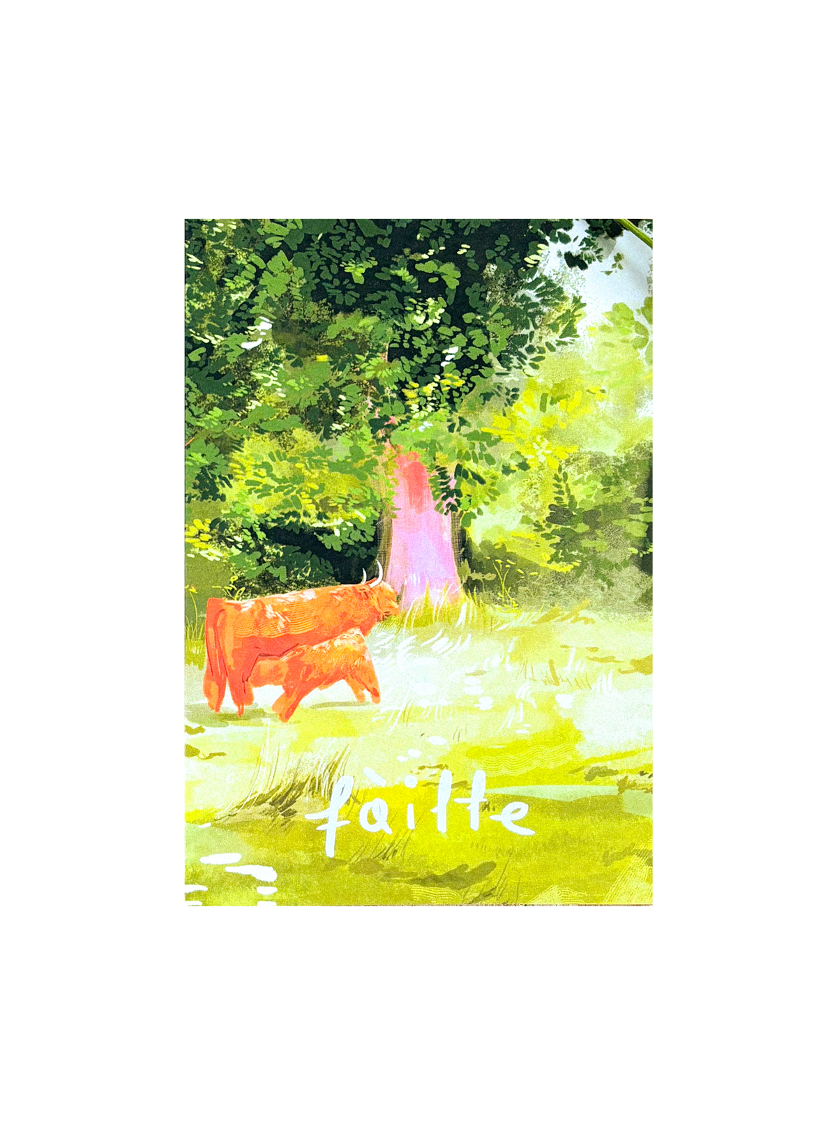 Failte Highland Cow Illustrated Postcard by penny black