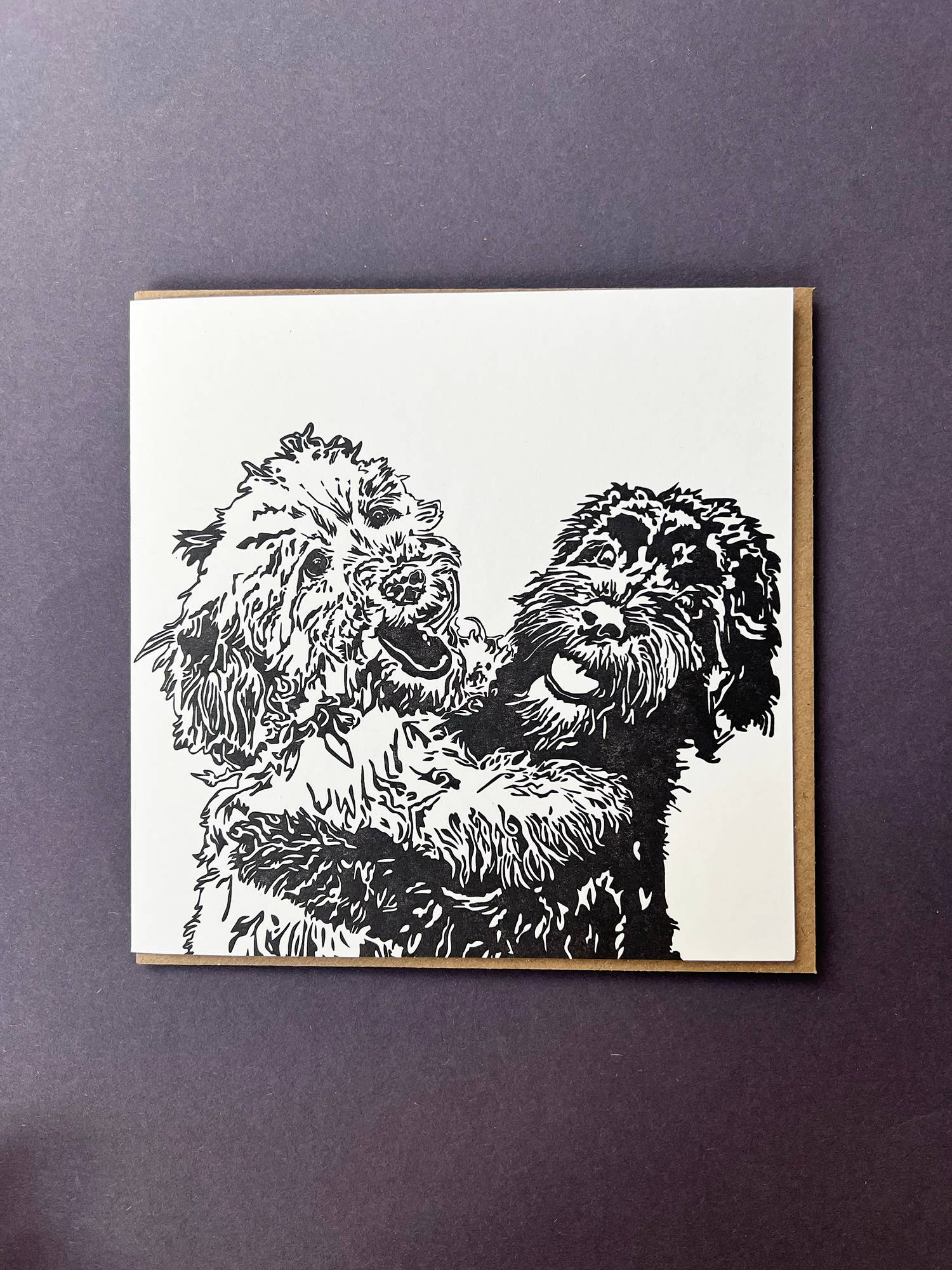Cockapoo Hugs Letterpress Card by penguin ink at penny black