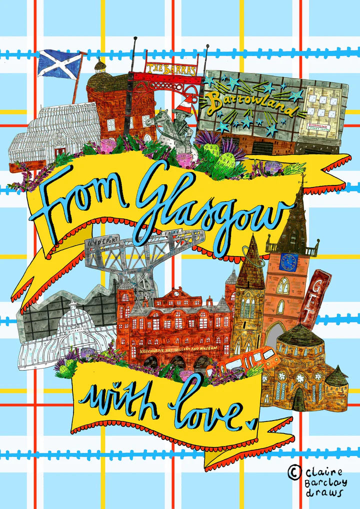 From Glasgow With Love Illustrated Card by penny black