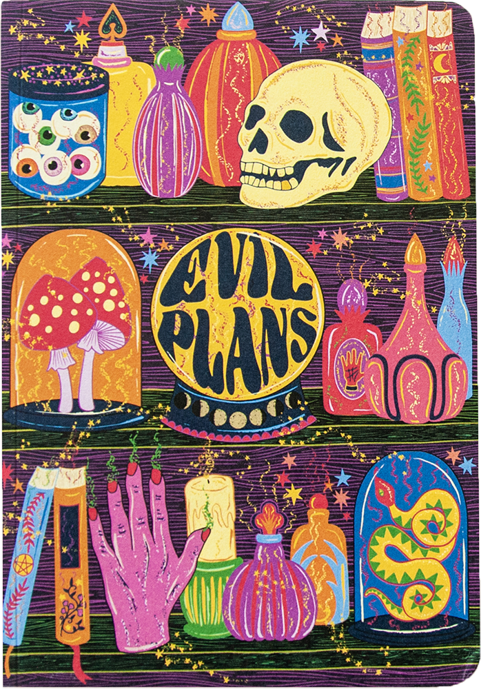 Evil Plans A5 Lined Psychedelic Notebook by penny black