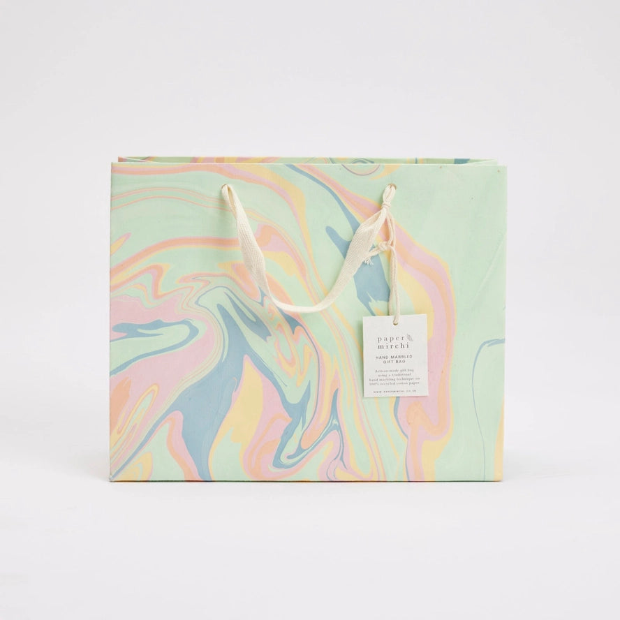Bouquet Free Spirit Pastel Punch Hand Marbled Medium Gift Bag By Penny Black