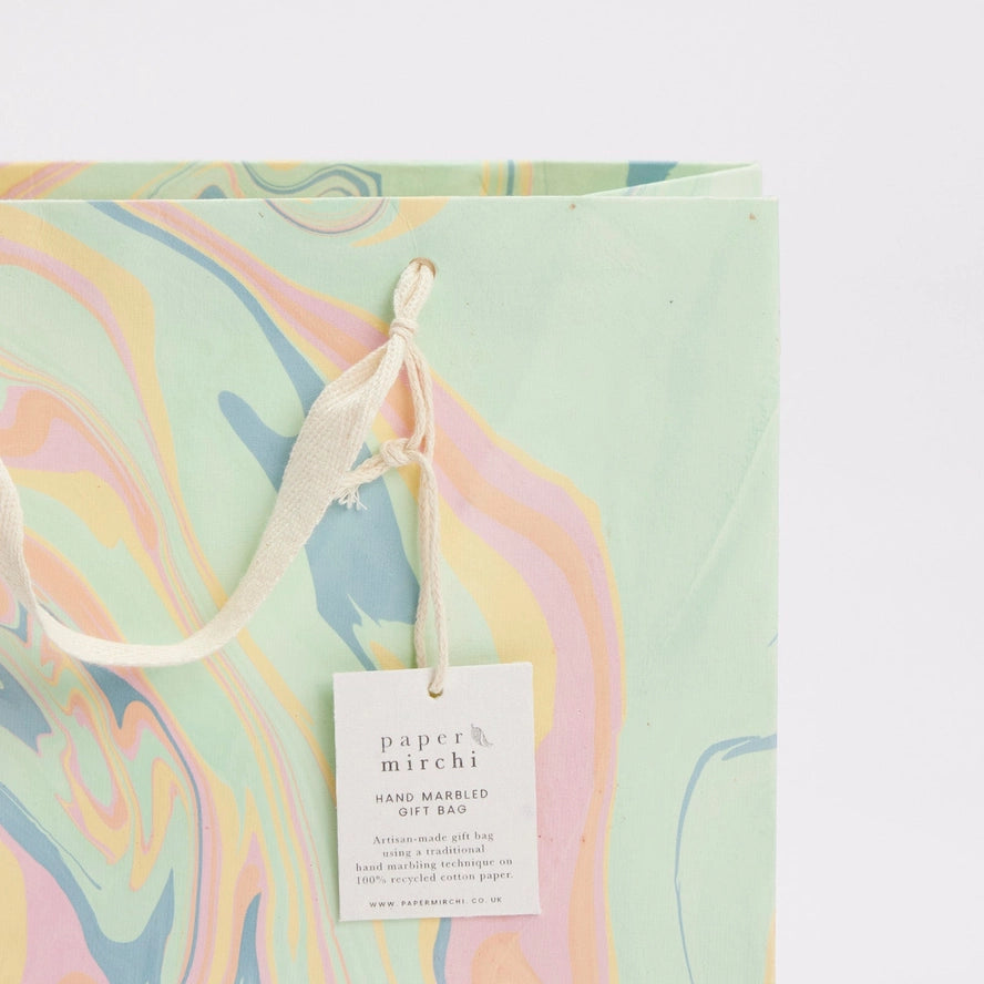 Bouquet Free Spirit Pastel Punch Hand Marbled Medium Gift Bag By Penny Black