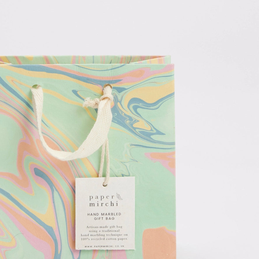 Bouquet Free Spirit Pastel Punch Hand Marbled Small Gift Bag By Penny Black