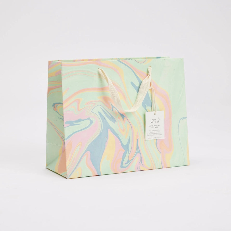 Bouquet Free Spirit Pastel Punch Hand Marbled Medium Gift Bag By Penny Black