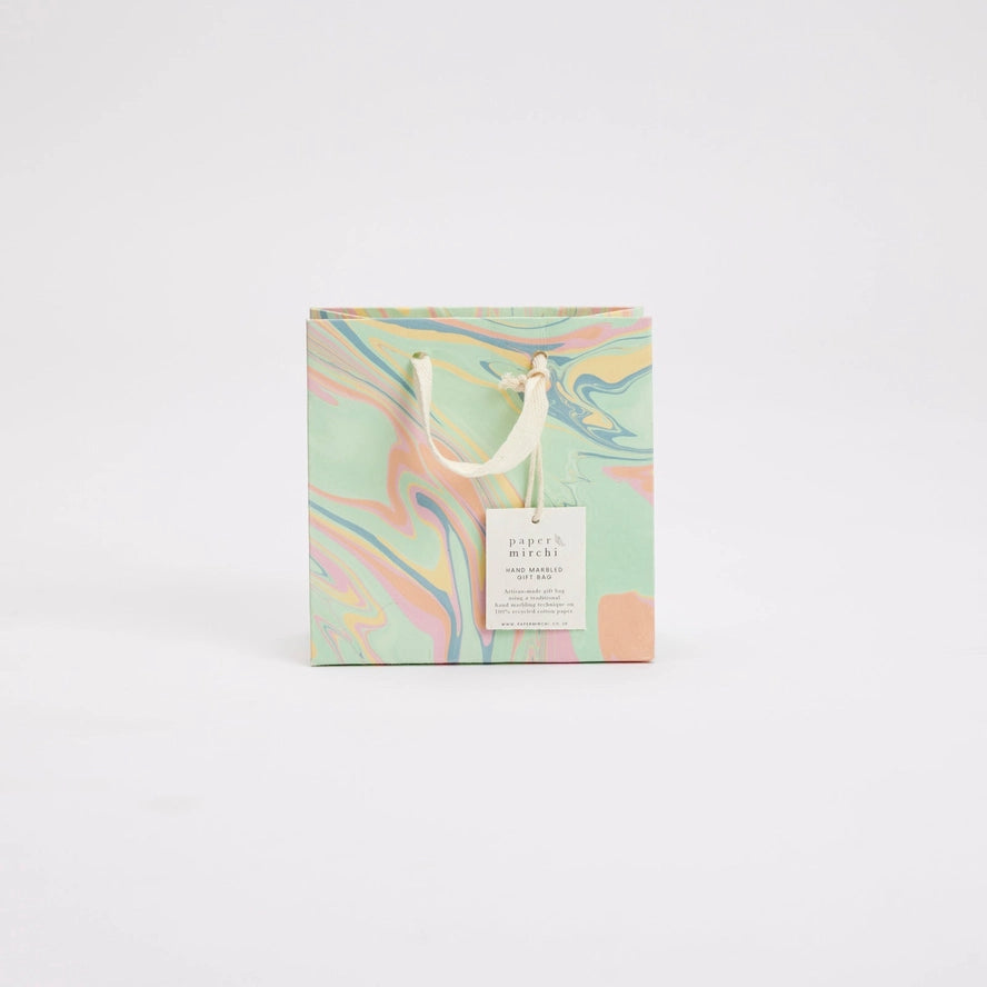 Bouquet Free Spirit Pastel Punch Hand Marbled Small Gift Bag By Penny Black