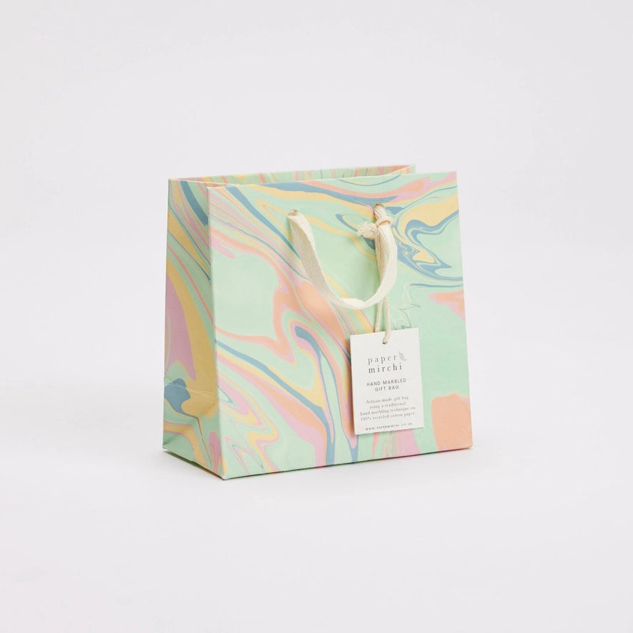 Bouquet Free Spirit Pastel Punch Hand Marbled Small Gift Bag By Penny Black