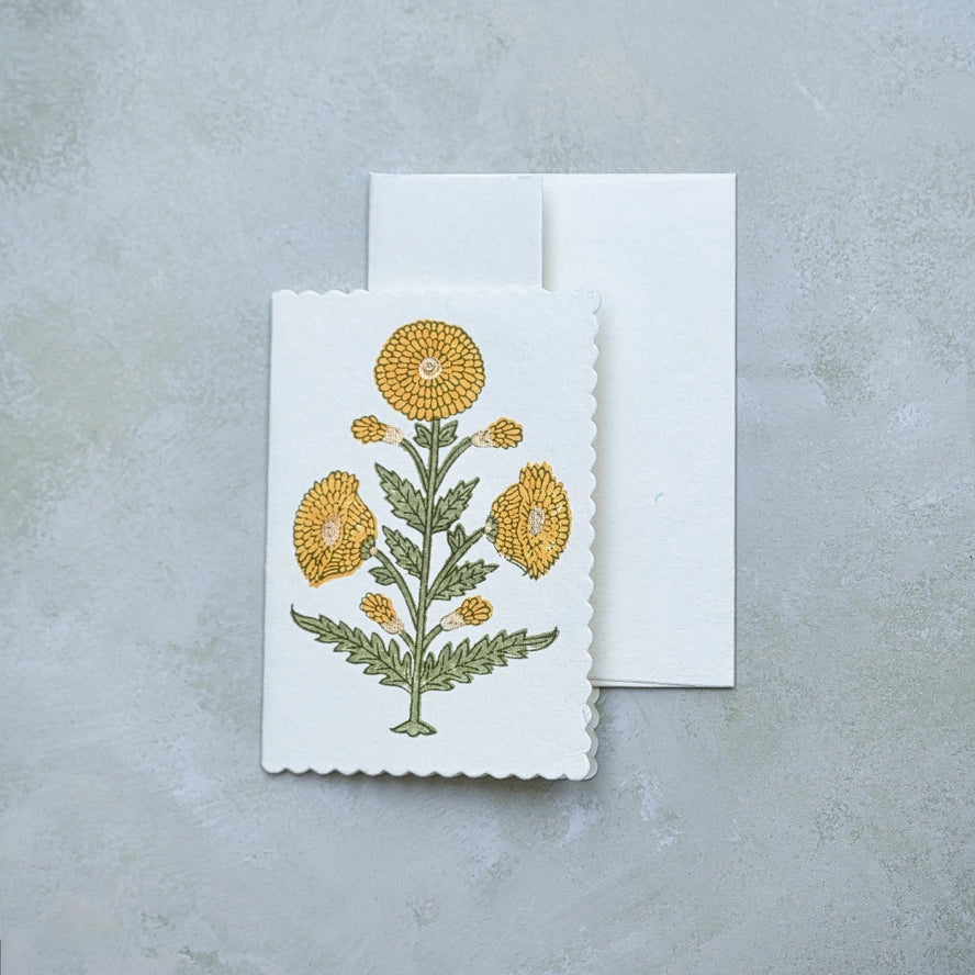 Genda Saffron Hand Block Printed Cotton Card By Penny Black