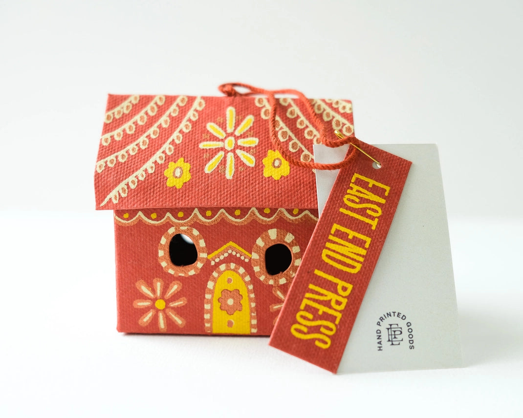 3D Gingerbread House Screen Printed Hanging Tree Decoration by east end press at penny black